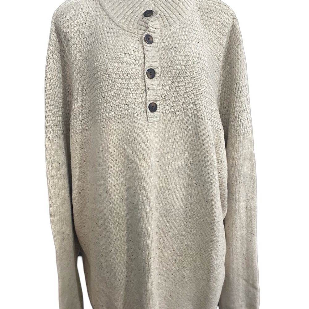 Men's Cream Sweater with Button Detail Size 3X L